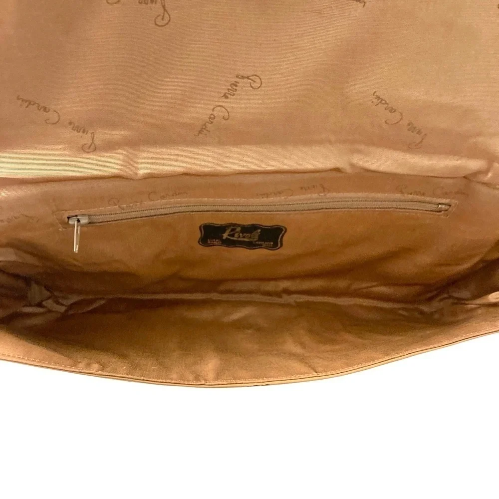 Vintage PIERRE CARDIN Leather Clutch Shoulder Bag Tan Parisian